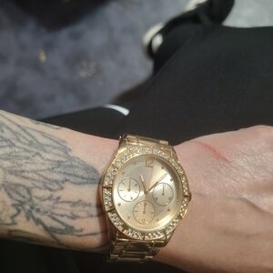 Gold-Tone Crystal Accent Women’s Fashion Watch